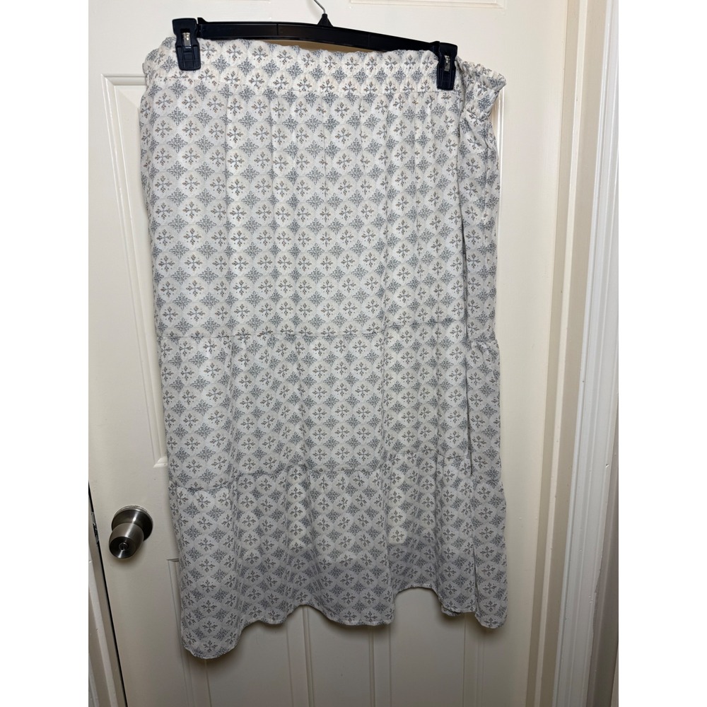 Polagram Women 3XL Tiered Maxi Skirt Cream Medallion Print Elastic Waist Skirt